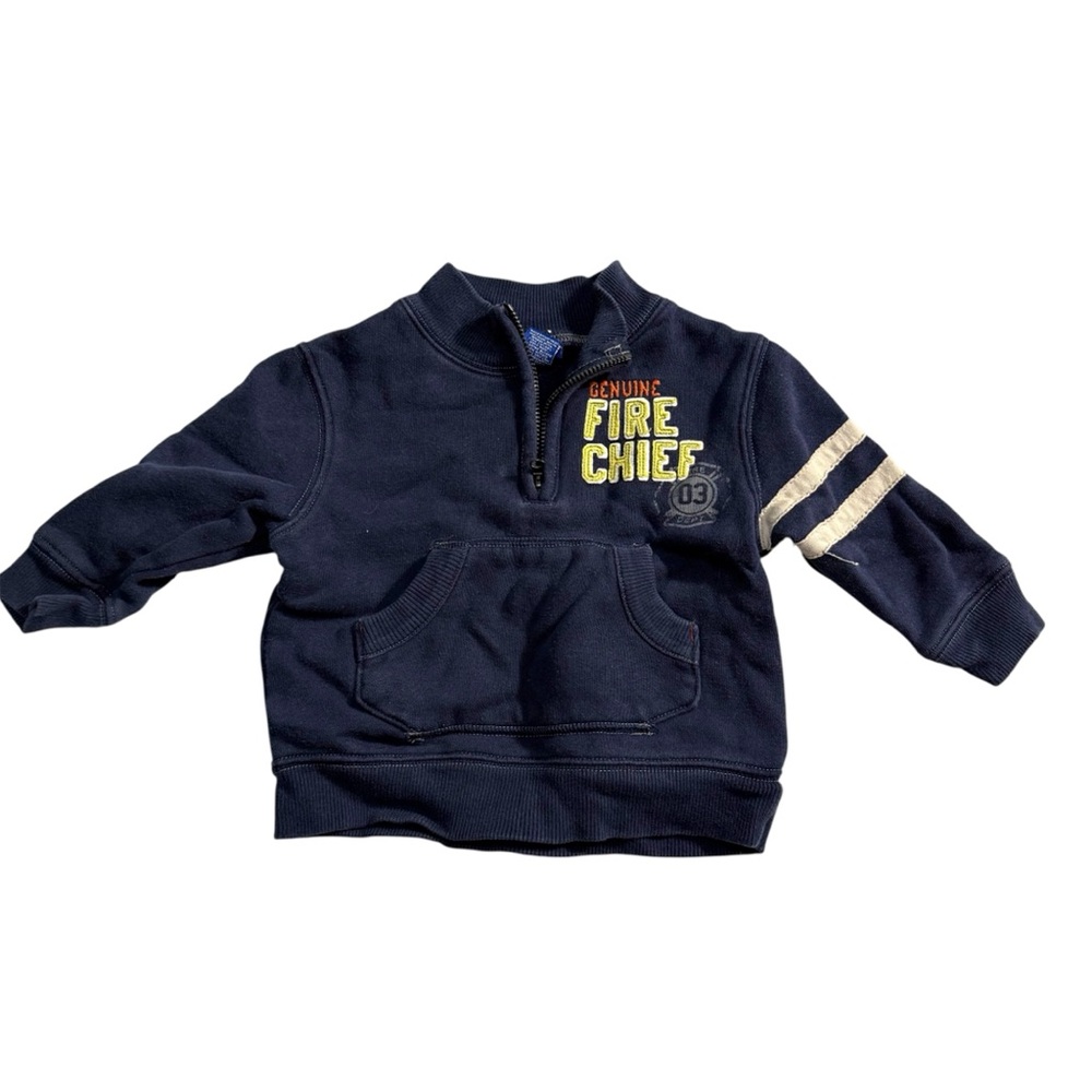 Genuine Kids from OshKosh Fire Chief 1/4 Zip Sweatshirt 12M Navy